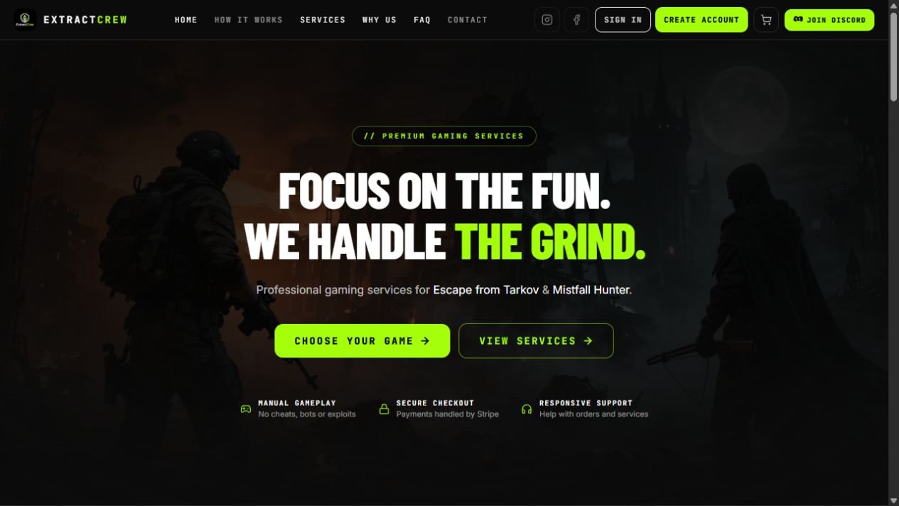 ExtractCrew digital platform home page